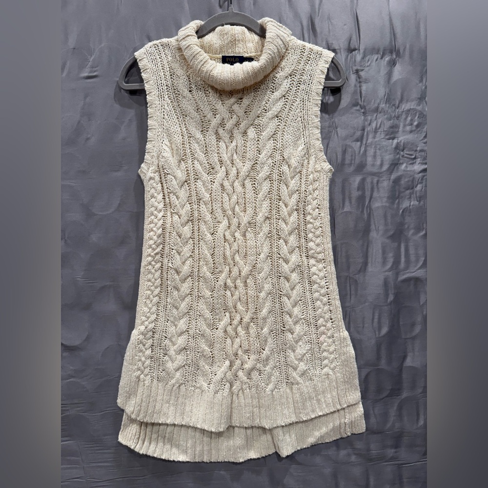 Ralph Lauren Cream Cable Knit Turtleneck Sweater